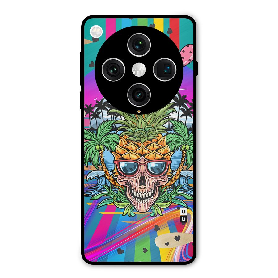 Cool Pineapple Skull Metal Back Case for Oppo Find X8 Pro