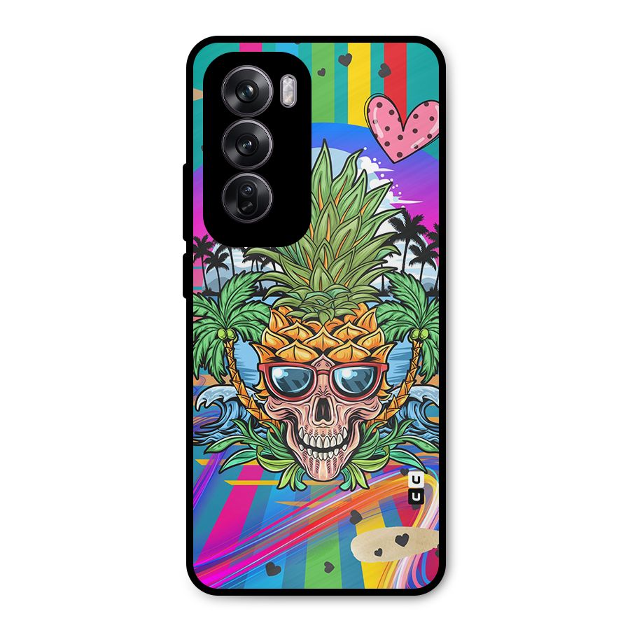 Cool Pineapple Skull Metal Back Case for Oppo Reno12 Pro