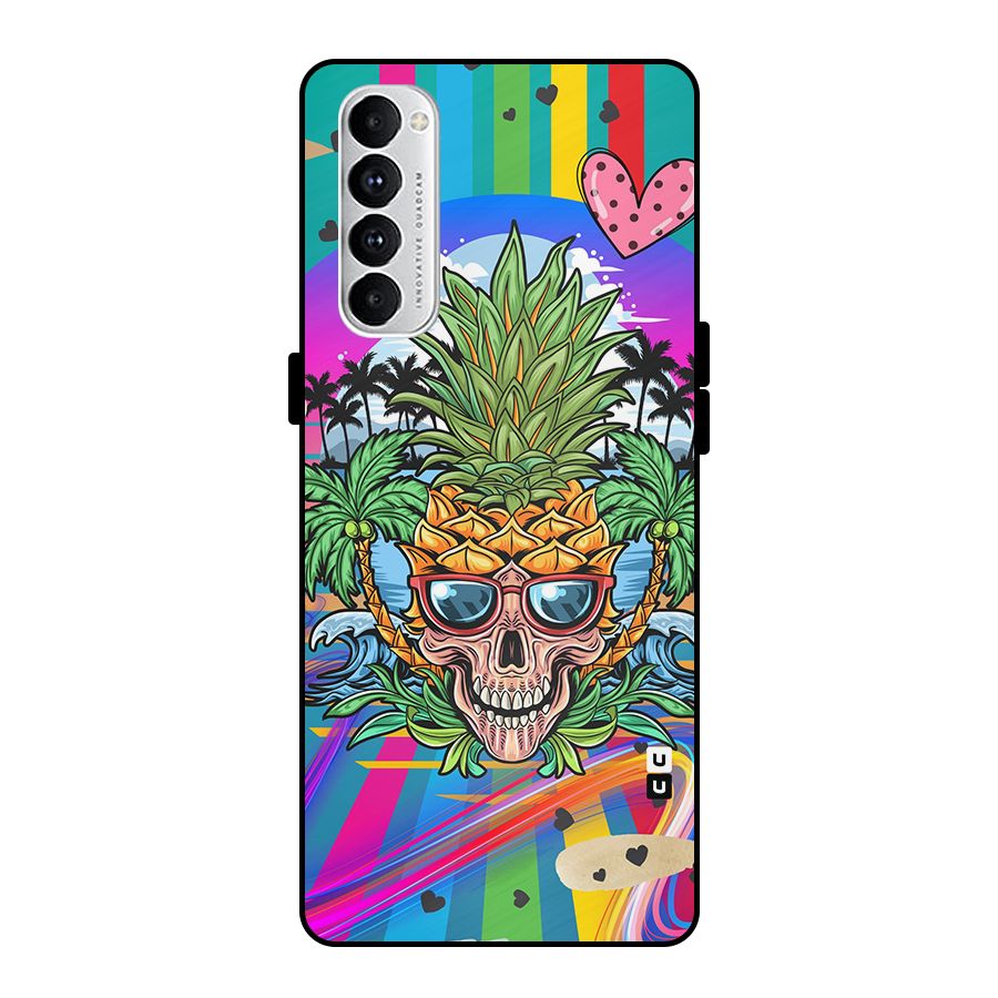 Cool Pineapple Skull Metal Back Case for Oppo Reno4 Pro