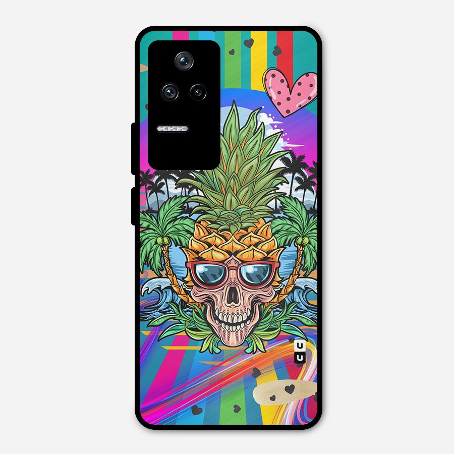 Cool Pineapple Skull Metal Back Case for Poco F4 5G
