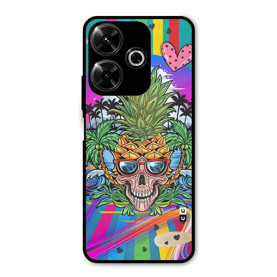 Cool Pineapple Skull Metal Back Case for Poco M6 Plus