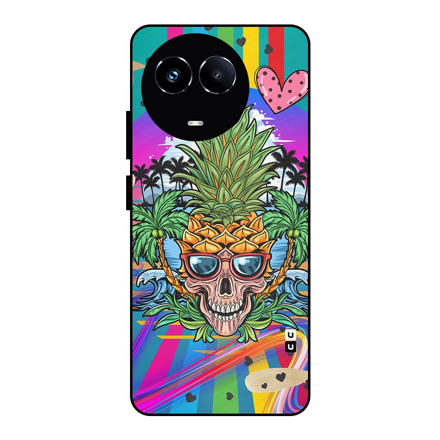 Cool Pineapple Skull Metal Back Case for Realme 11X
