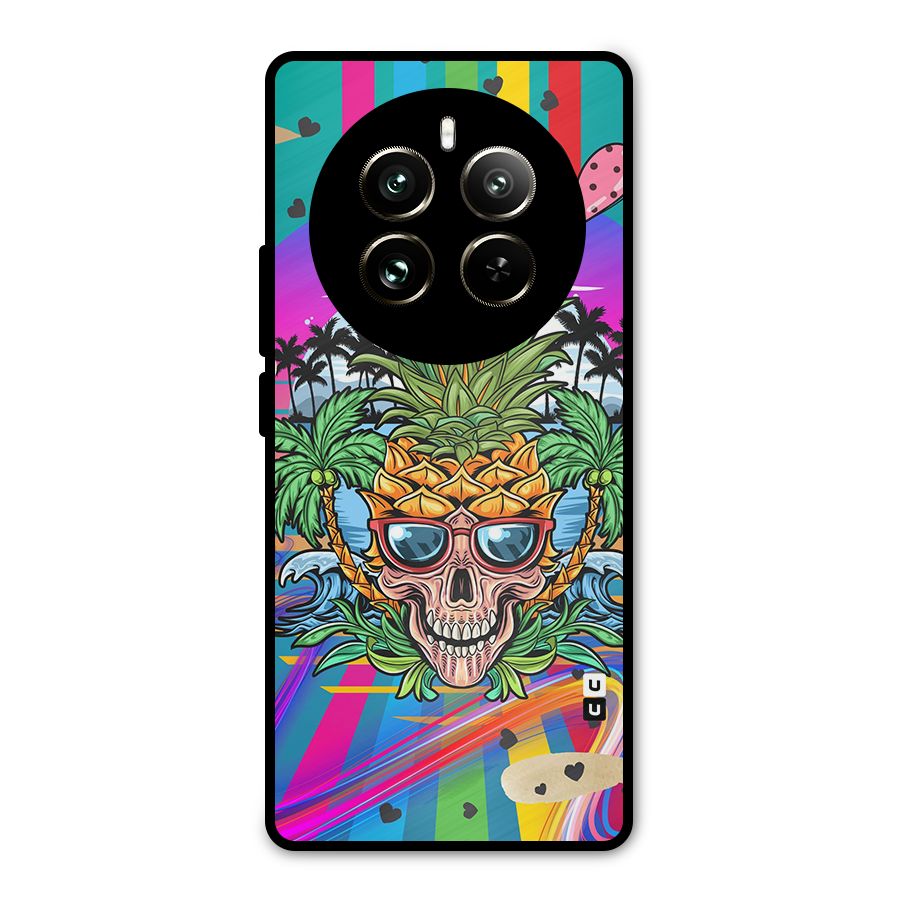 Cool Pineapple Skull Metal Back Case for Realme 12 Pro