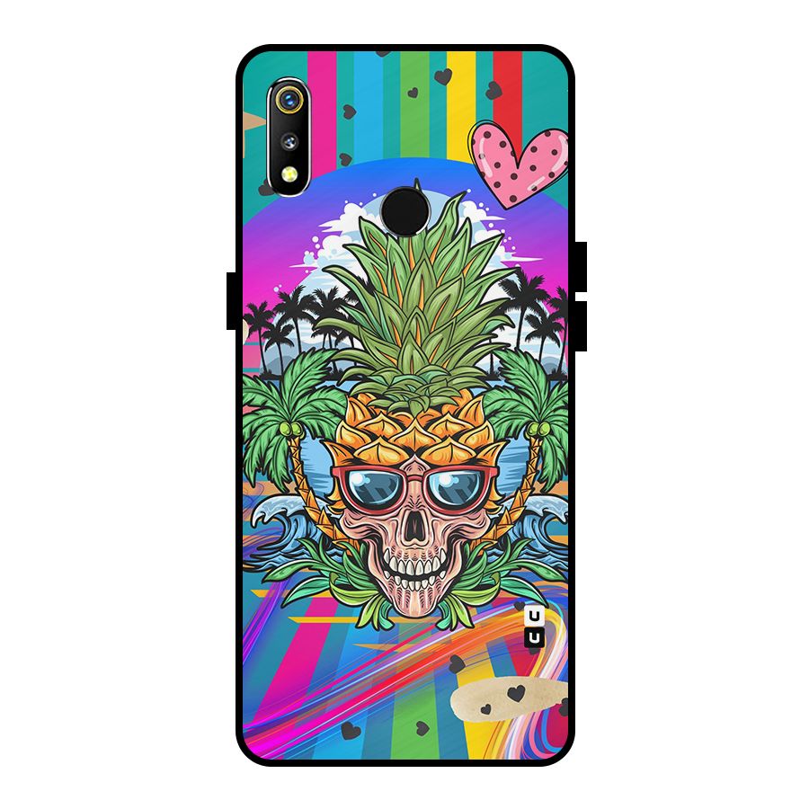 Cool Pineapple Skull Metal Back Case for Realme 3i