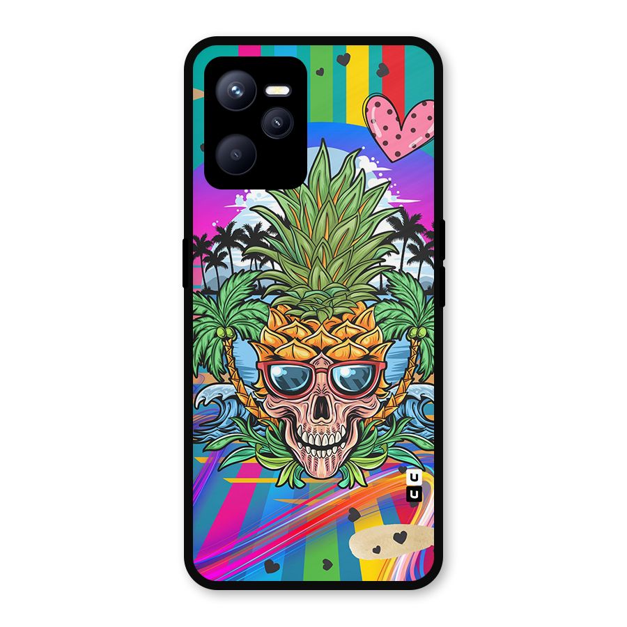 Cool Pineapple Skull Metal Back Case for Realme C35