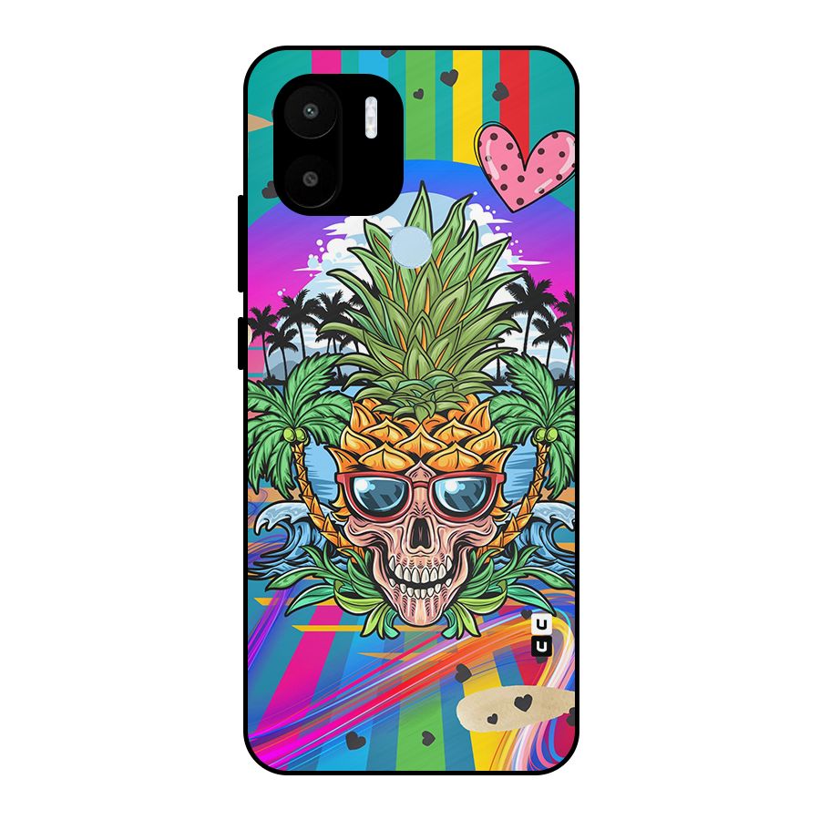 Cool Pineapple Skull Metal Back Case for Redmi A2+