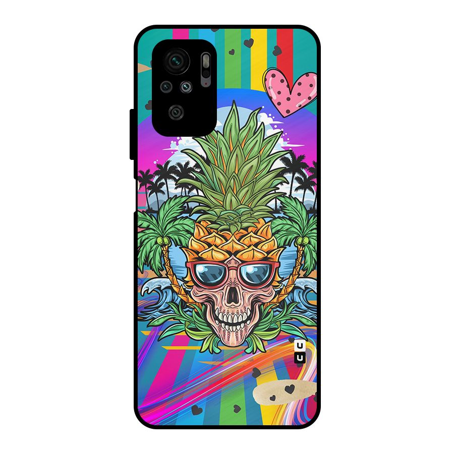 Cool Pineapple Skull Metal Back Case for Redmi Note 10S