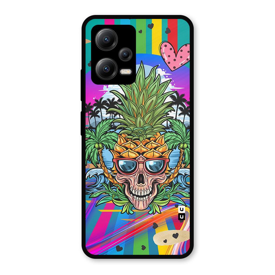 Cool Pineapple Skull Metal Back Case for Redmi Note 12 5G