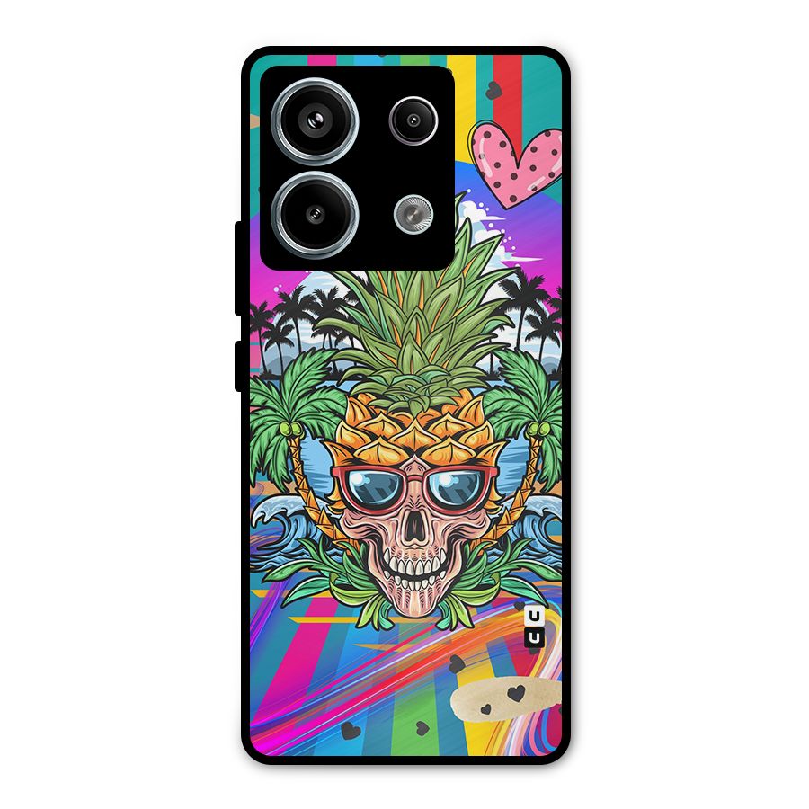 Cool Pineapple Skull Metal Back Case for Redmi Note 13 Pro 5G