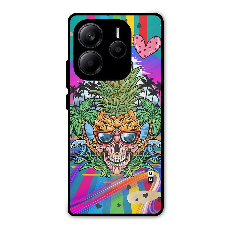 Cool Pineapple Skull Metal Back Case for Redmi Note 14 5G