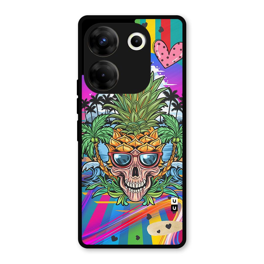 Cool Pineapple Skull Metal Back Case for Tecno Camon 20 Pro