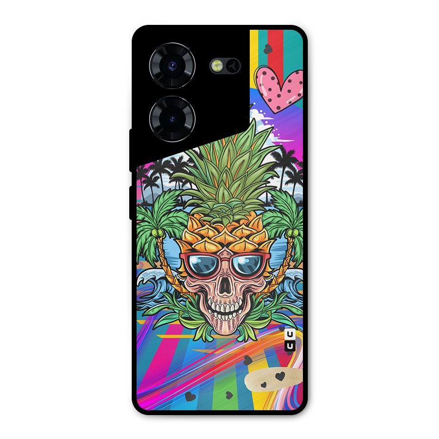 Cool Pineapple Skull Metal Back Case for Tecno Pova 5 Pro 5G