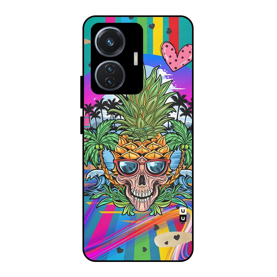 Cool Pineapple Skull Metal Back Case for Vivo T1 44W