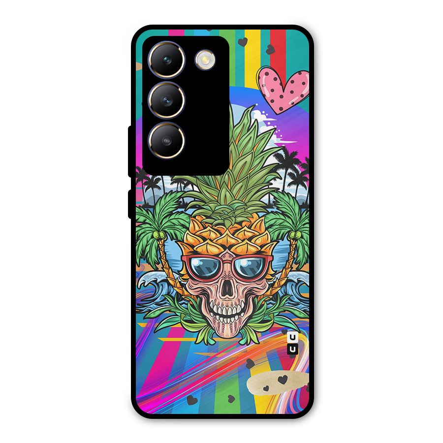 Cool Pineapple Skull Metal Back Case for Vivo T3 5G