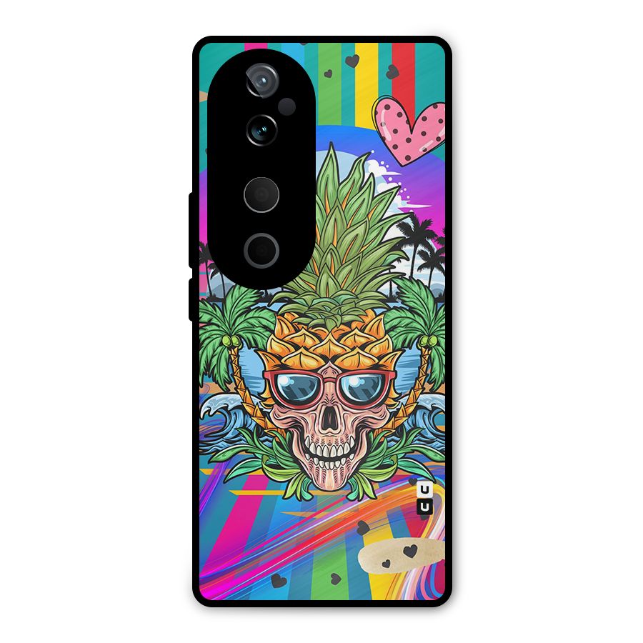 Cool Pineapple Skull Metal Back Case for Vivo T3 Ultra