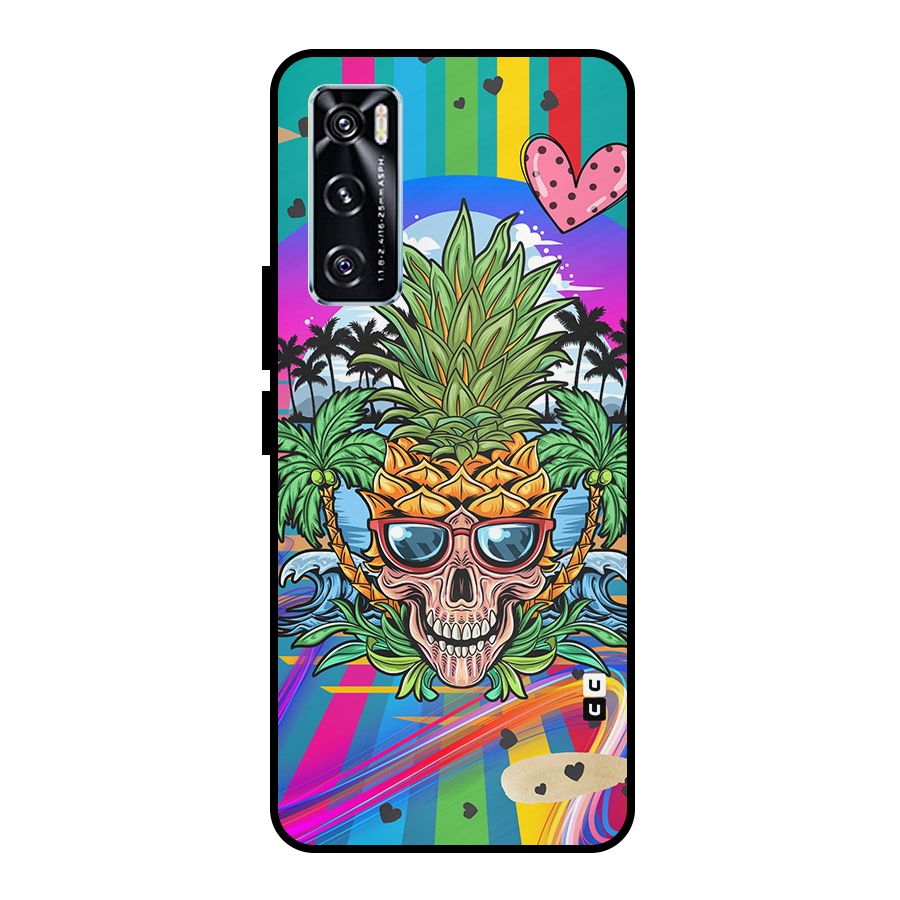 Cool Pineapple Skull Metal Back Case for Vivo V20 SE