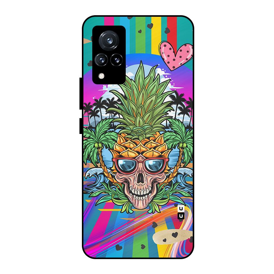 Cool Pineapple Skull Metal Back Case for Vivo V21 5G