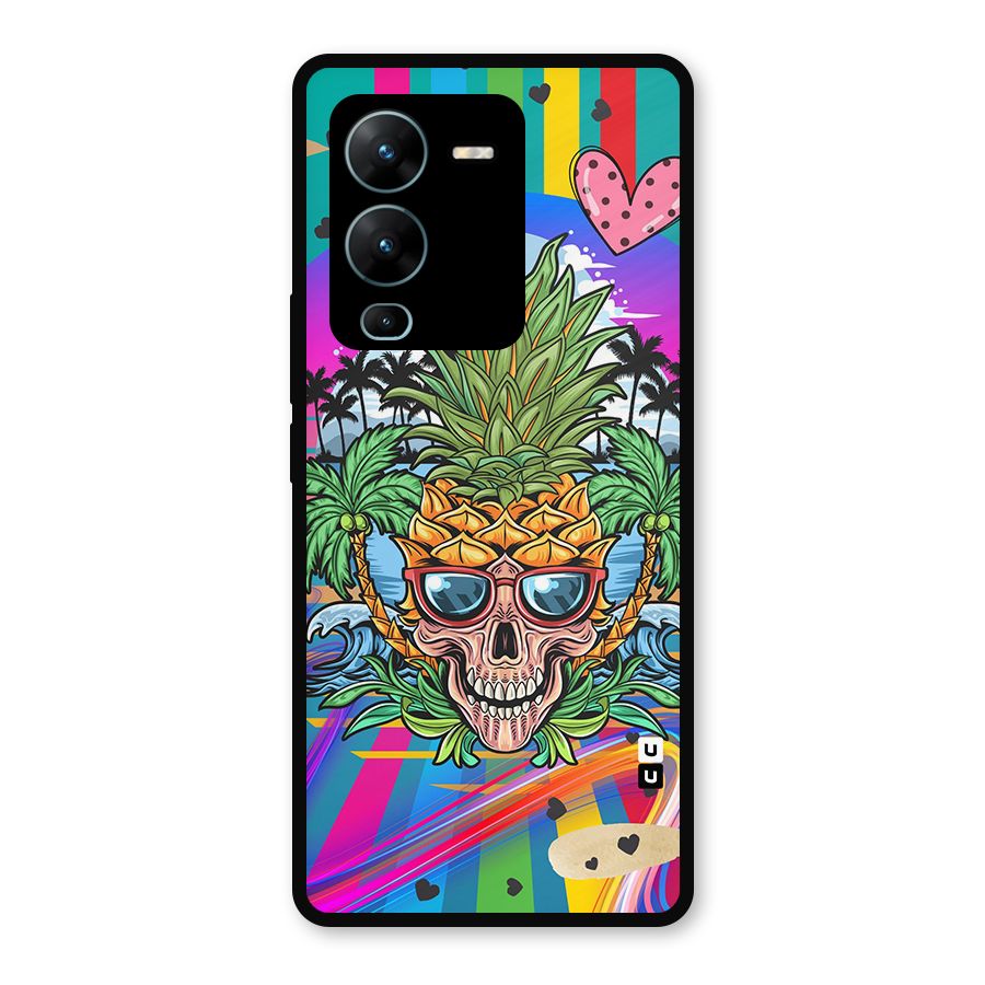 Cool Pineapple Skull Metal Back Case for Vivo V25 Pro