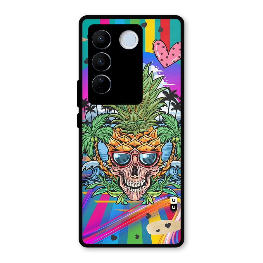 Cool Pineapple Skull Metal Back Case for Vivo V27
