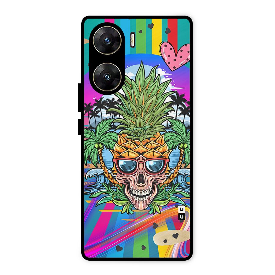 Cool Pineapple Skull Metal Back Case for Vivo V29e