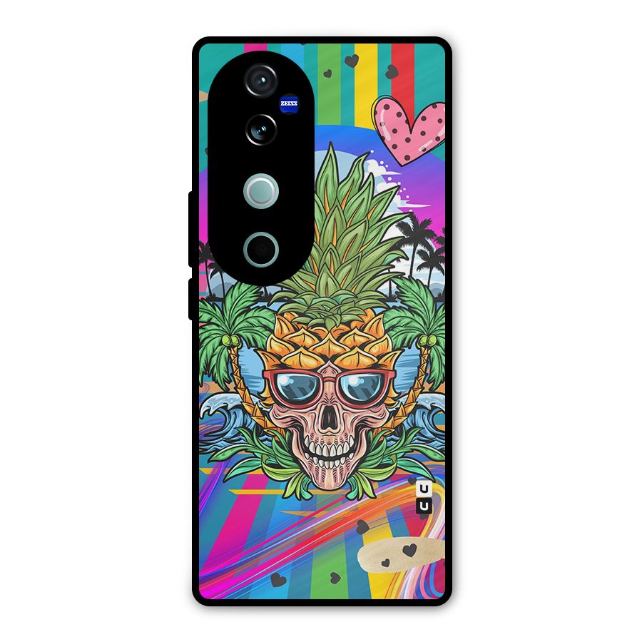 Cool Pineapple Skull Metal Back Case for Vivo V40