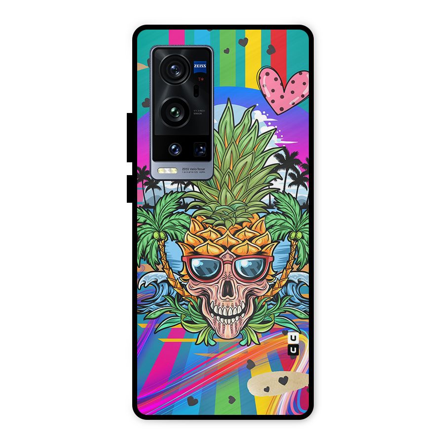Cool Pineapple Skull Metal Back Case for Vivo X60 Pro Plus