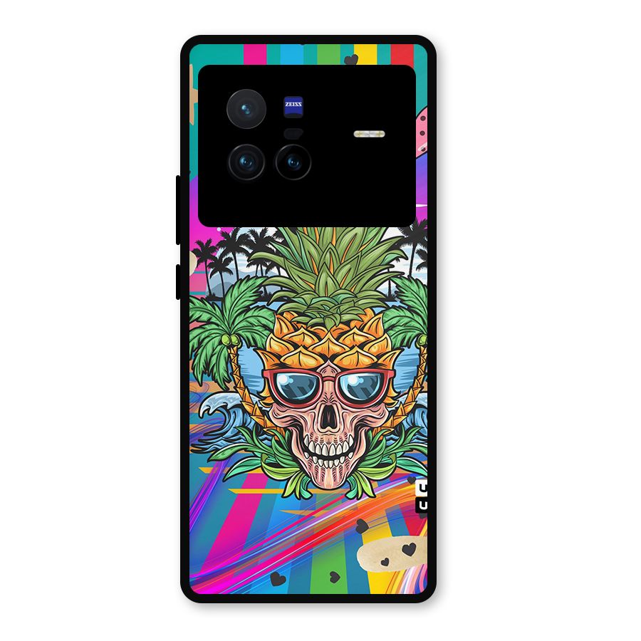 Cool Pineapple Skull Metal Back Case for Vivo X80