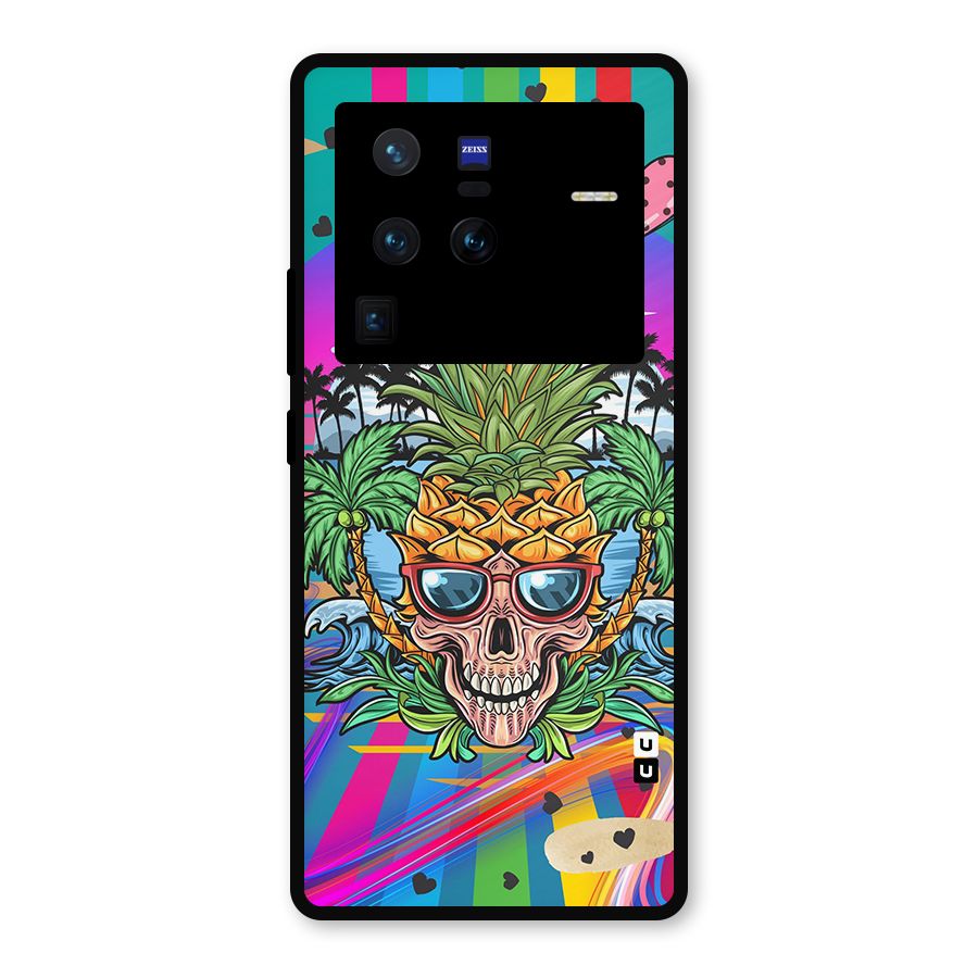 Cool Pineapple Skull Metal Back Case for Vivo X80 Pro