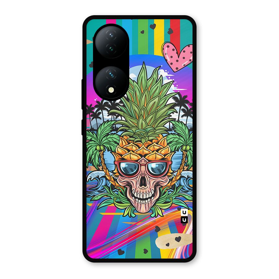 Cool Pineapple Skull Metal Back Case for Vivo Y100a
