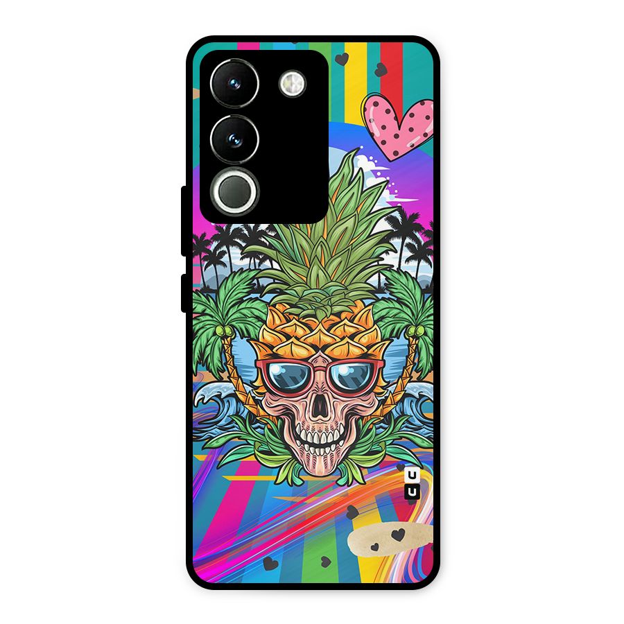 Cool Pineapple Skull Metal Back Case for Vivo Y200