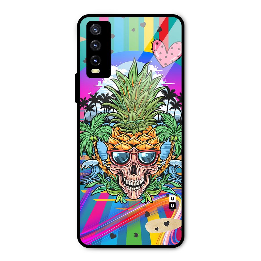 Cool Pineapple Skull Metal Back Case for Vivo Y20g