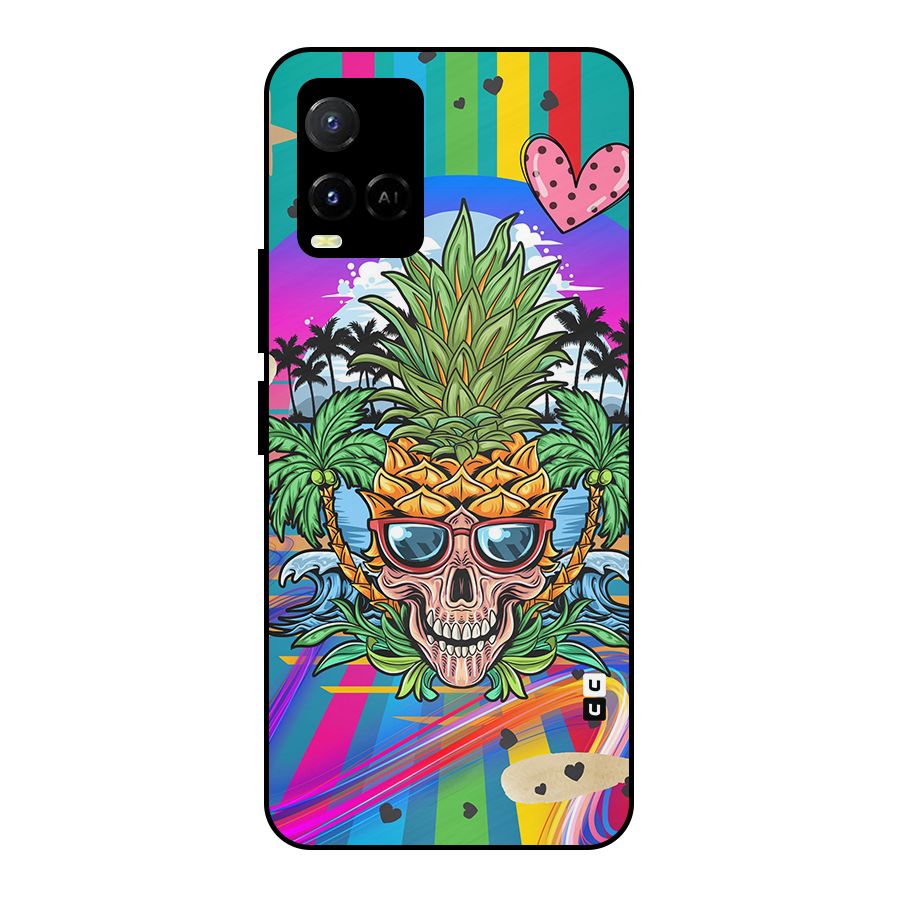 Cool Pineapple Skull Metal Back Case for Vivo Y21A