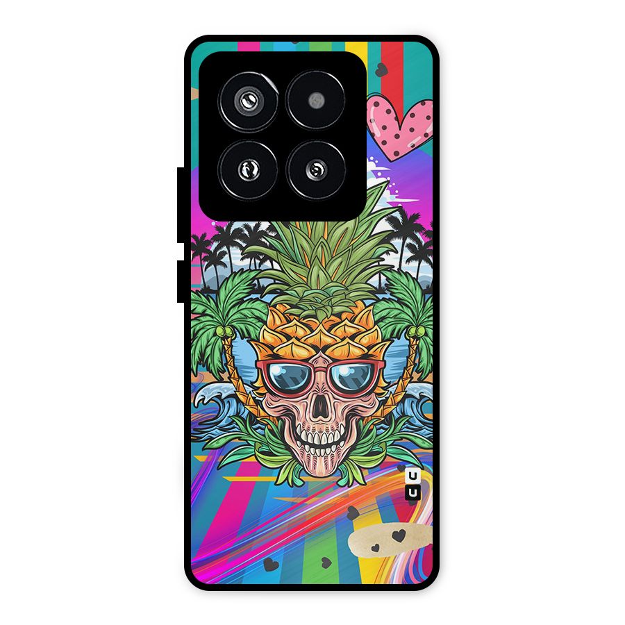 Cool Pineapple Skull Metal Back Case for Xiaomi 14 Pro
