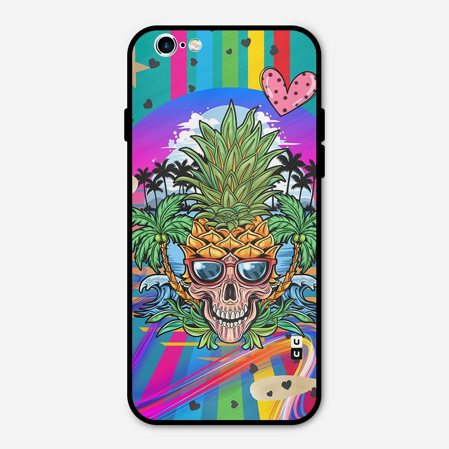 Cool Pineapple Skull Metal Back Case for iPhone 6 6s
