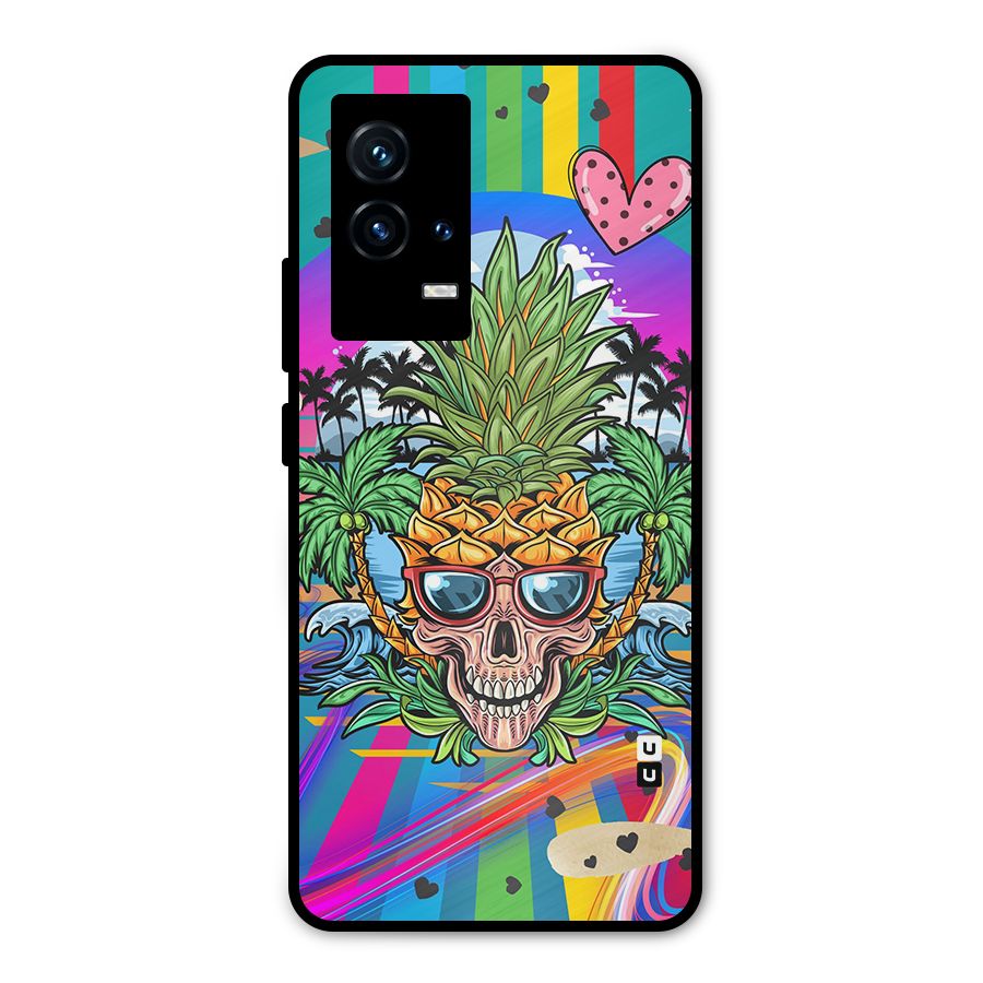 Cool Pineapple Skull Metal Back Case for iQOO 9 5G