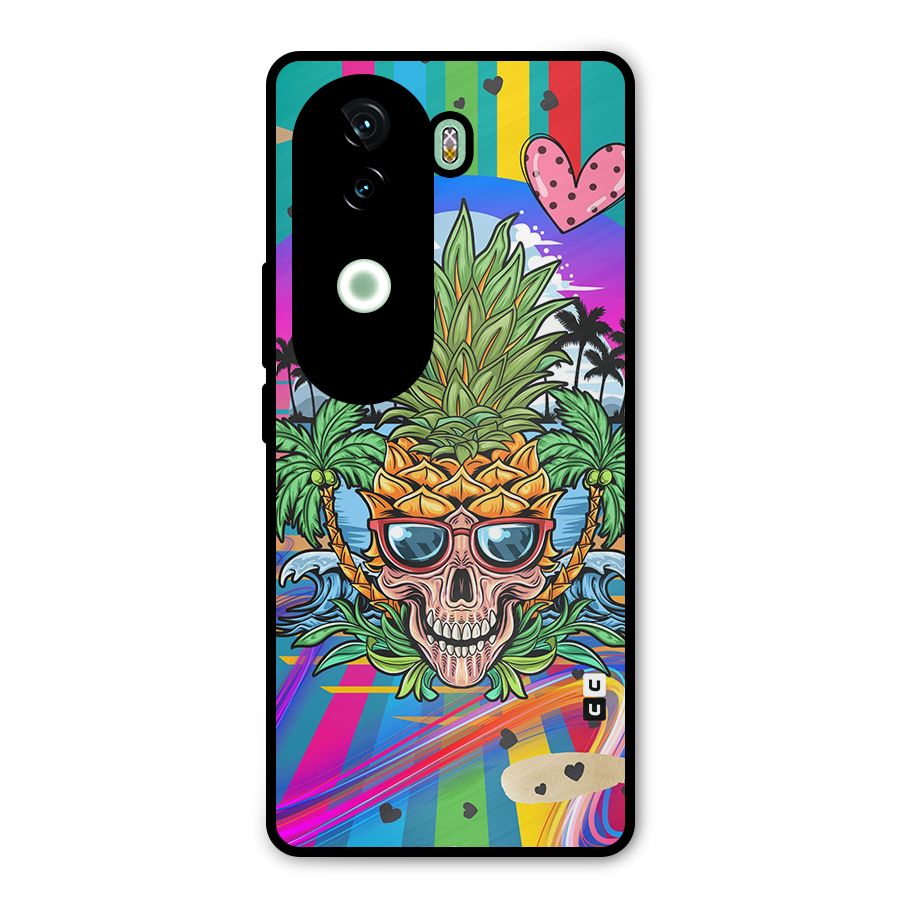 Cool Pineapple Skull Metal Back Case for iQOO Z9s