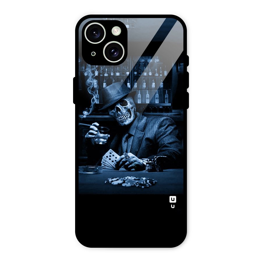 Cool Skull Cards Glass Back Case for iPhone 15 Plus