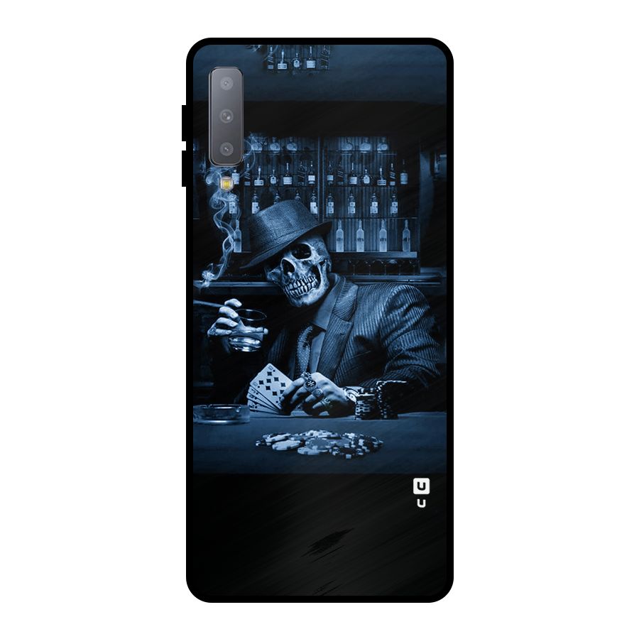 Cool Skull Cards Metal Back Case for Galaxy A7 (2018)