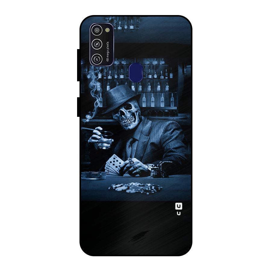 Cool Skull Cards Metal Back Case for Galaxy M21