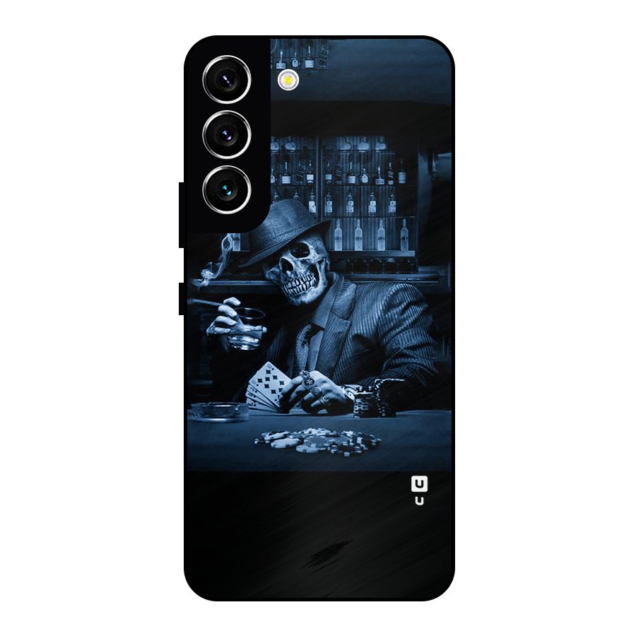 Cool Skull Cards Metal Back Case for Galaxy S22 5G