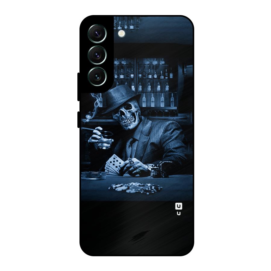 Cool Skull Cards Metal Back Case for Galaxy S22 Plus 5G