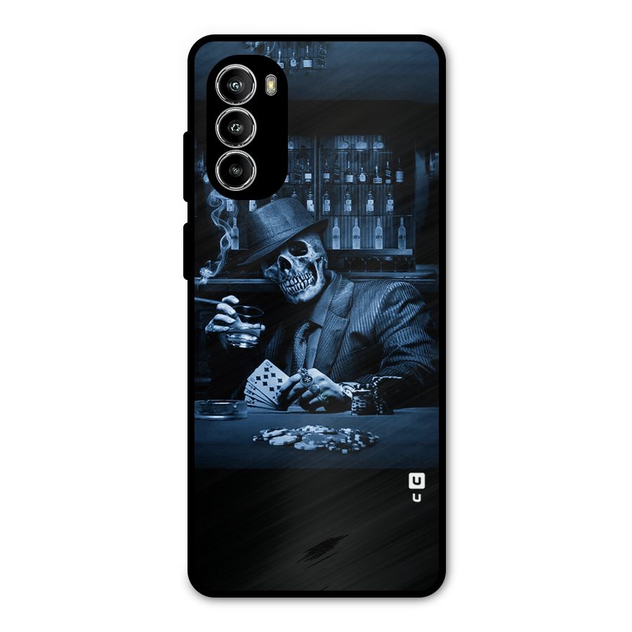 Cool Skull Cards Metal Back Case for Moto G52