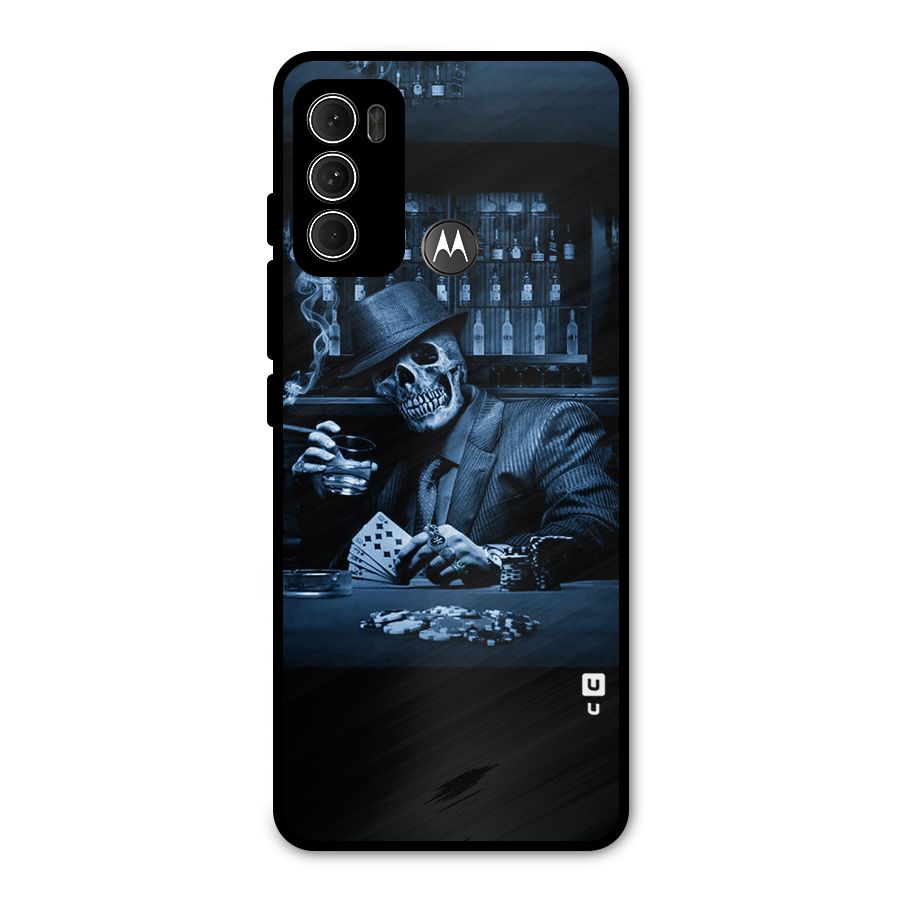 Cool Skull Cards Metal Back Case for Moto G60