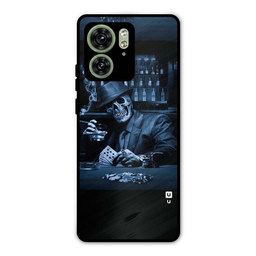 Cool Skull Cards Metal Back Case for Motorola Edge 40 5G