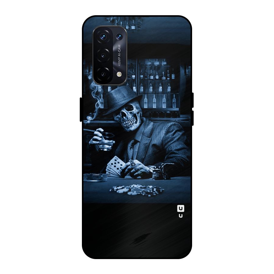 Cool Skull Cards Metal Back Case for Oppo A74 5G