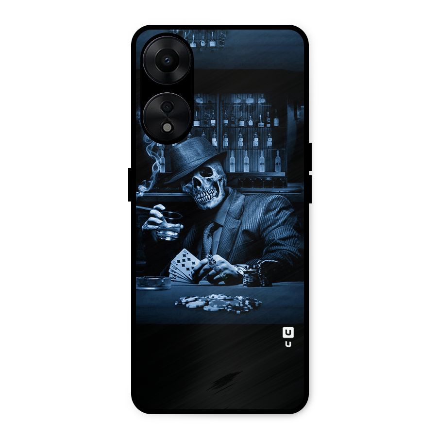 Cool Skull Cards Metal Back Case for Oppo A78 5G