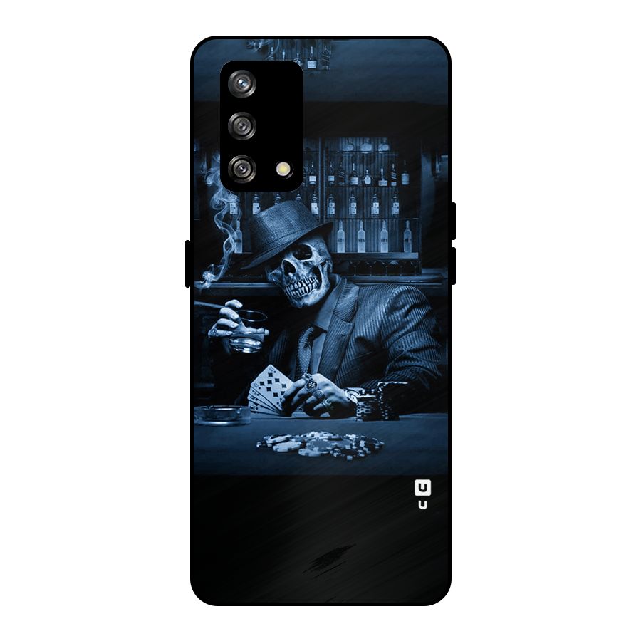 Cool Skull Cards Metal Back Case for Oppo F19