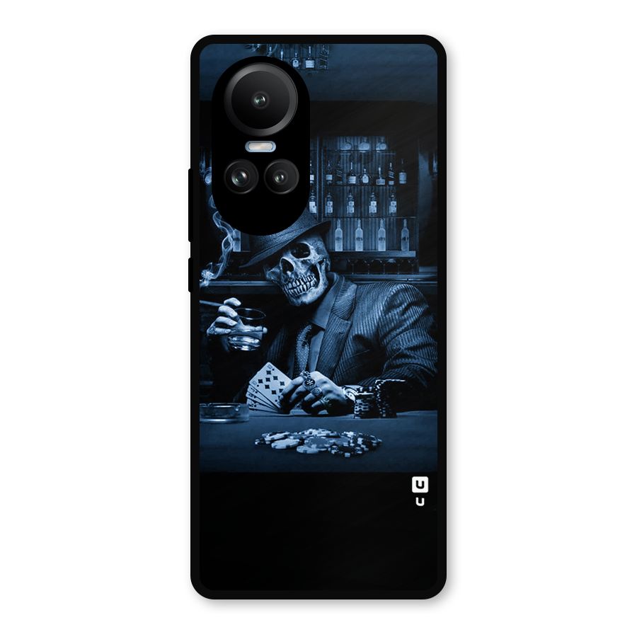 Cool Skull Cards Metal Back Case for Oppo Reno10 Pro