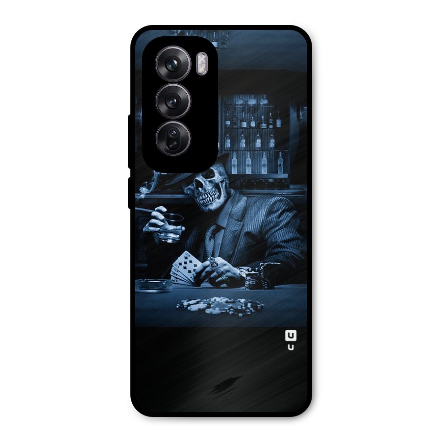 Cool Skull Cards Metal Back Case for Oppo Reno12 Pro
