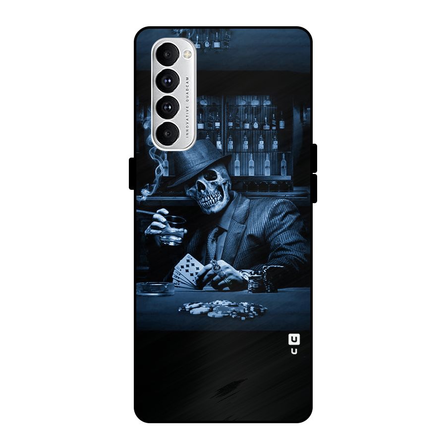 Cool Skull Cards Metal Back Case for Oppo Reno4 Pro
